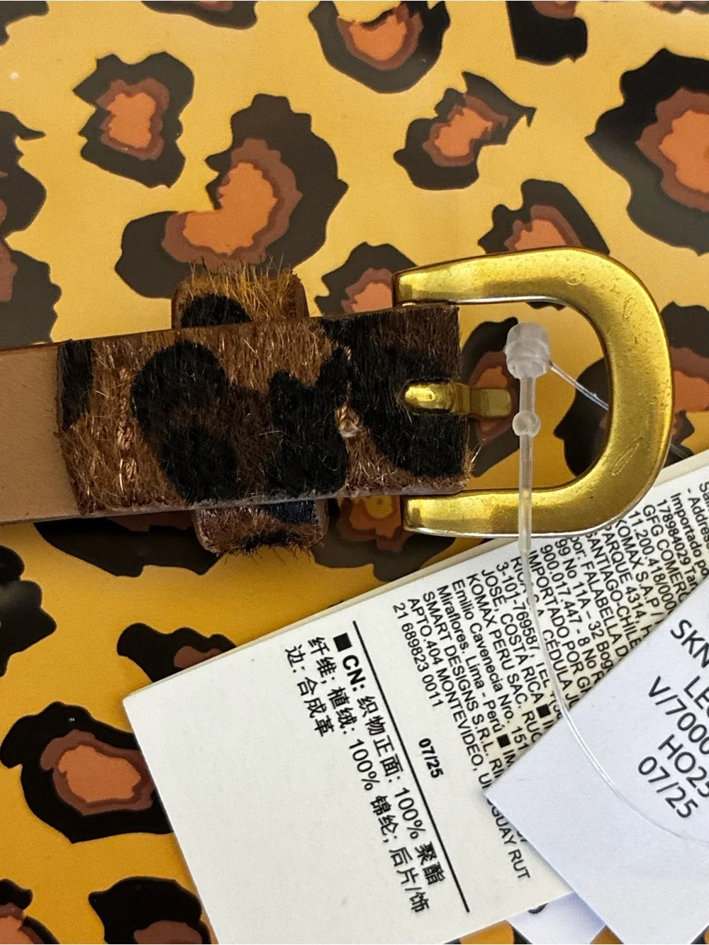 GAP Leopard Print Women's skinny belt Fall animal print calf hair gold buckle S